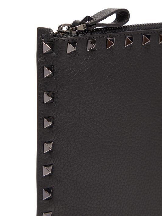 Valentino Rockstud grained-leather pouch