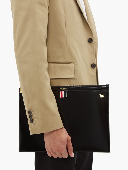 Thom Browne Smooth leather document pouch