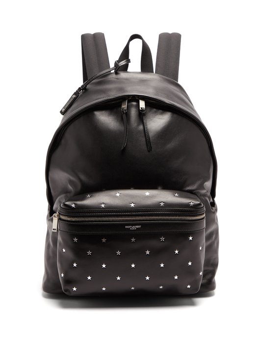 Saint Laurent City star-stamped leather backpack