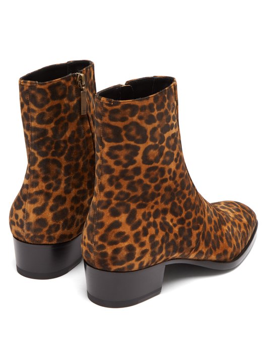 Saint Laurent Wyatt leopard-print suede chelsea boots