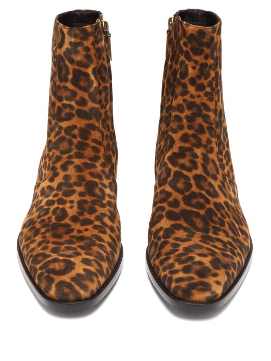 Saint Laurent Wyatt leopard-print suede chelsea boots
