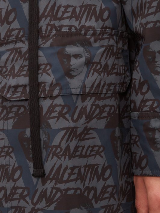 Valentino X Undercover logo-print technical-fabric raincoat