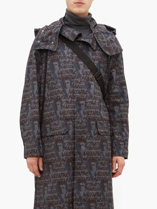 Valentino X Undercover logo-print technical-fabric raincoat