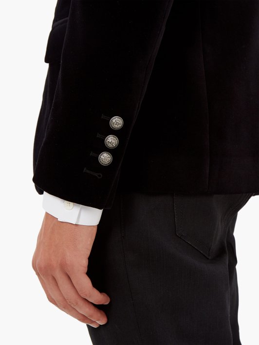 Balmain Satin-collar single-breasted velvet blazer