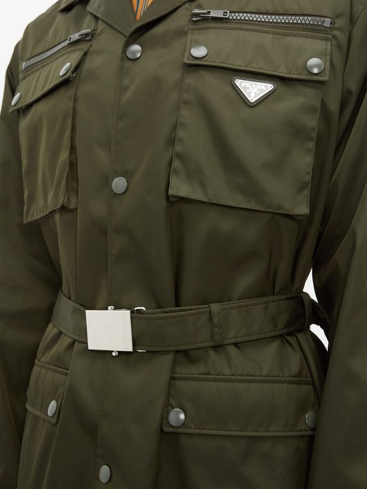 Prada Single-breasted patch-pocket nylon trench coat