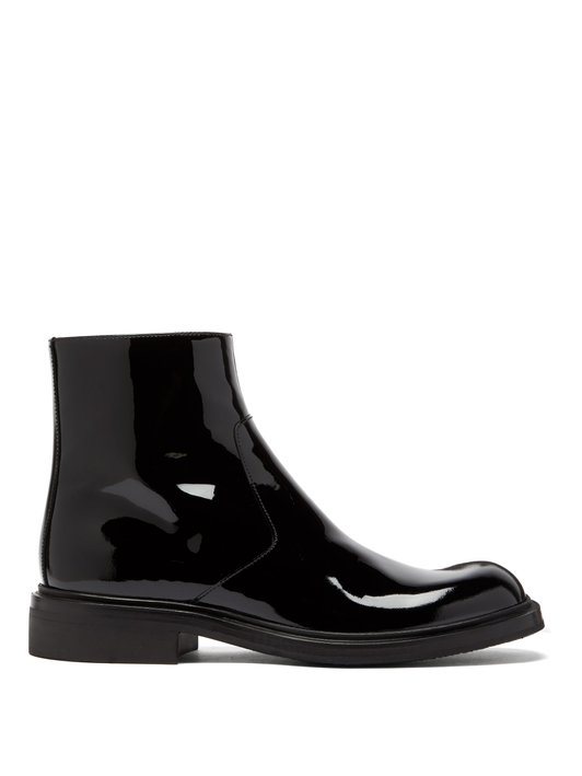 Prada Square-toe patent-leather boots