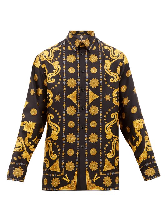 Versace Medusa-print silk-twill shirt