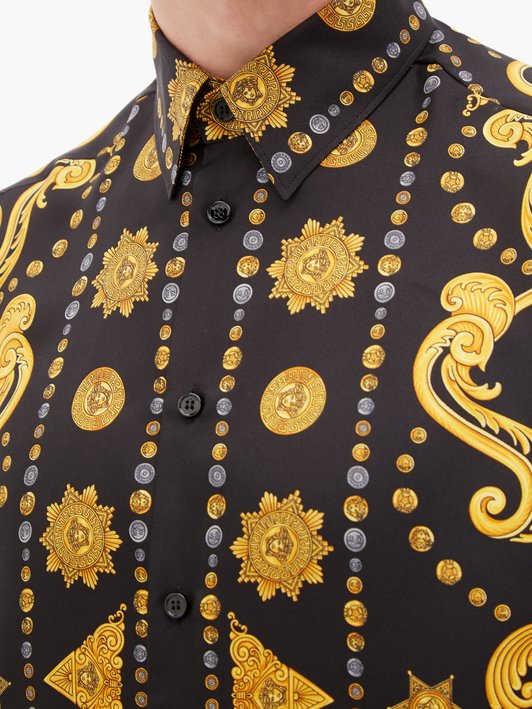 Versace Medusa-print silk-twill shirt