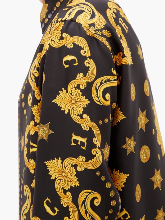 Versace Medusa-print silk-twill shirt