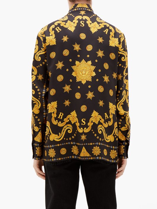 Versace Medusa-print silk-twill shirt