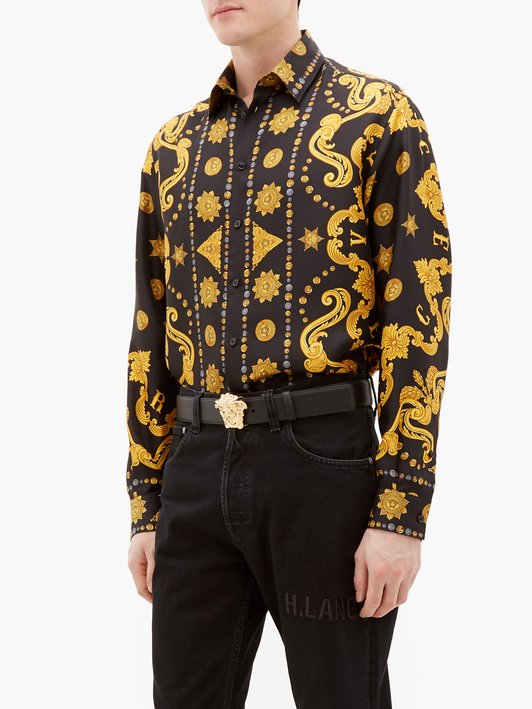 Versace Medusa-print silk-twill shirt