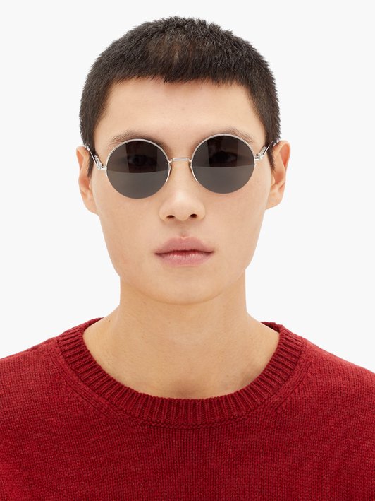 Dior Homme Sunglasses Half-rim round metal sunglasses