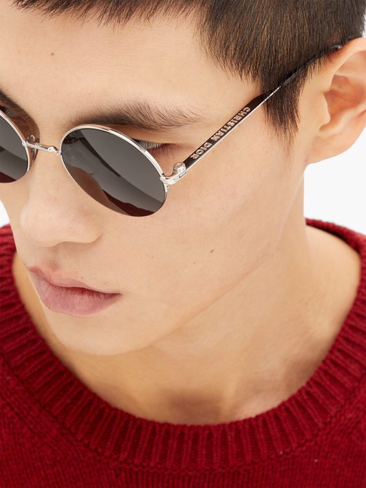 Dior Homme Sunglasses Half-rim round metal sunglasses