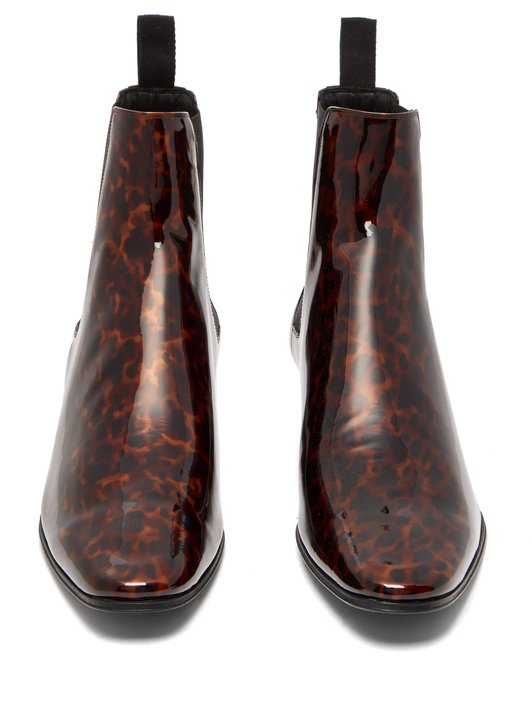 Saint Laurent Dylan tortoiseshell patent-leather Chelsea boots