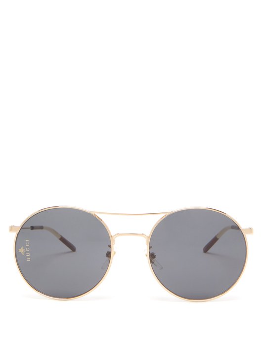 Gucci Round aviator metal sunglasses