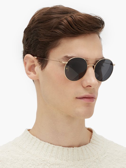 Gucci Round aviator metal sunglasses