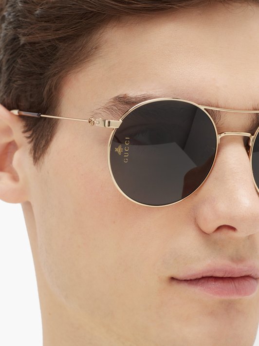 Gucci Round aviator metal sunglasses