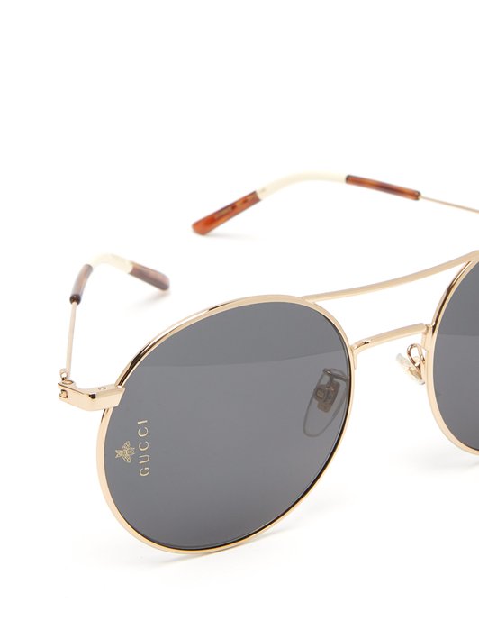 Gucci Round aviator metal sunglasses