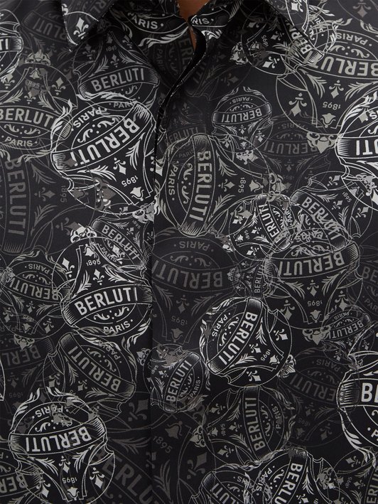 Berluti Crest-print mulberry-silk shirt