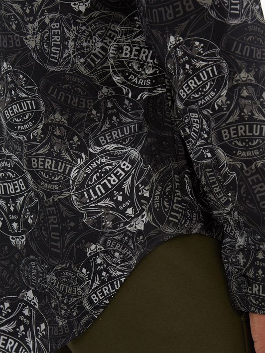 Berluti Crest-print mulberry-silk shirt