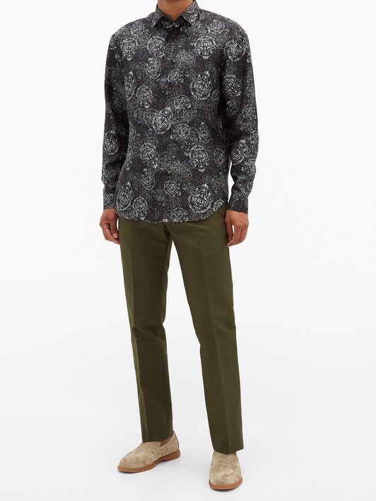 Berluti Crest-print mulberry-silk shirt