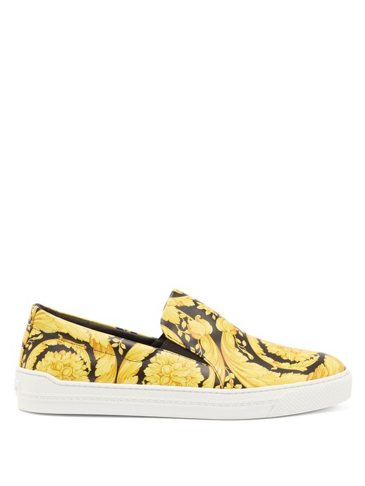 Versace Greca-print slip-on leather trainers