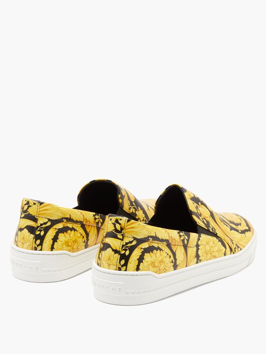 Versace Greca-print slip-on leather trainers