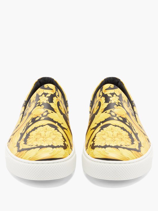 Versace Greca-print slip-on leather trainers