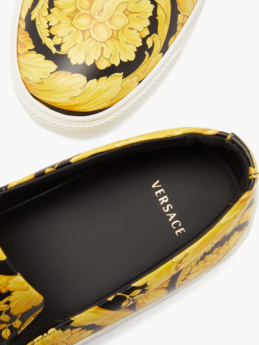 Versace Greca-print slip-on leather trainers