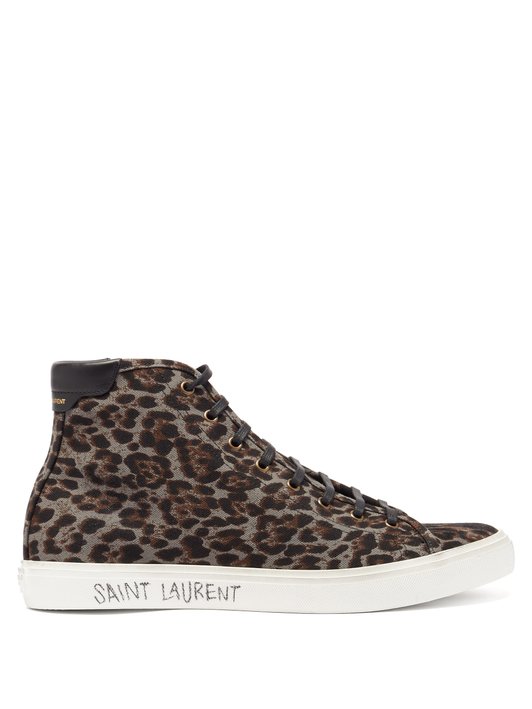 Saint Laurent Malibu leopard-print canvas high-top trainers