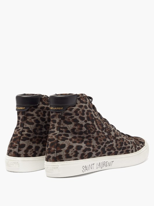 Saint Laurent Malibu leopard-print canvas high-top trainers