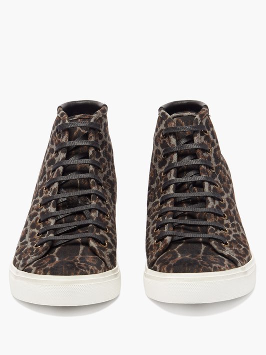 Saint Laurent Malibu leopard-print canvas high-top trainers