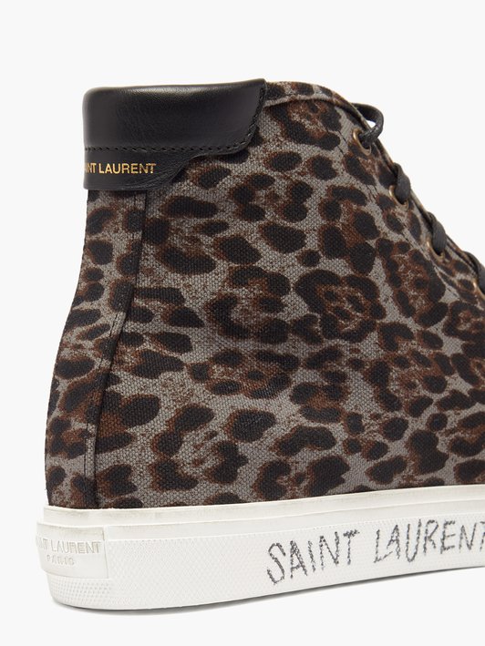 Saint Laurent Malibu leopard-print canvas high-top trainers