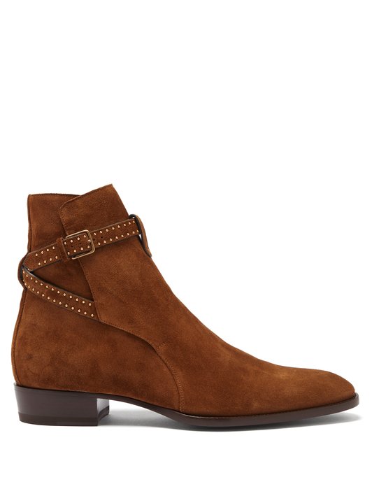 Saint Laurent Wyatt buckled suede boots