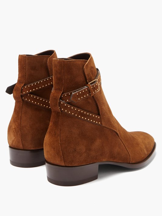 Saint Laurent Wyatt buckled suede boots