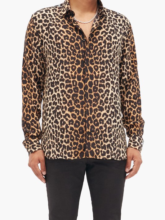 Saint Laurent Leopard-print silk shirt