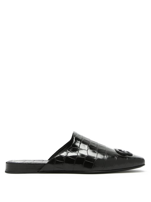 Balenciaga Cosy BB-plaque crodocile-effect leather loafers