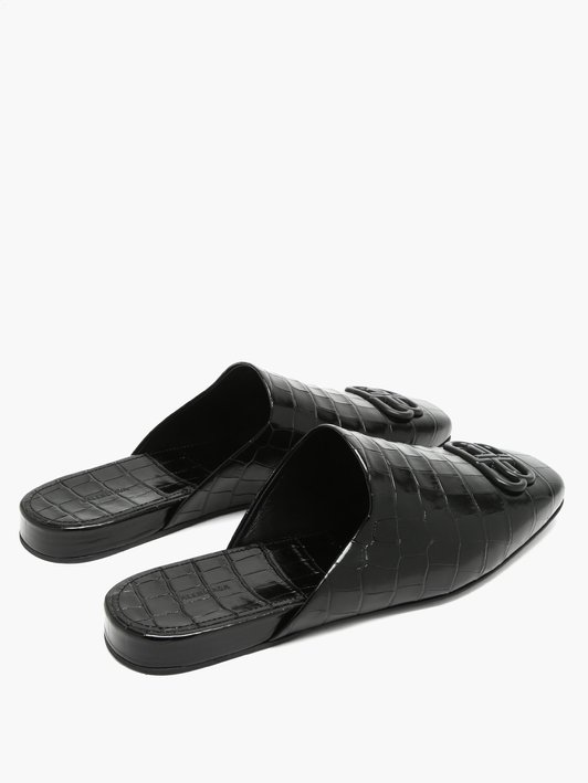 Balenciaga Cosy BB-plaque crodocile-effect leather loafers