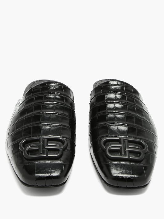 Balenciaga Cosy BB-plaque crodocile-effect leather loafers