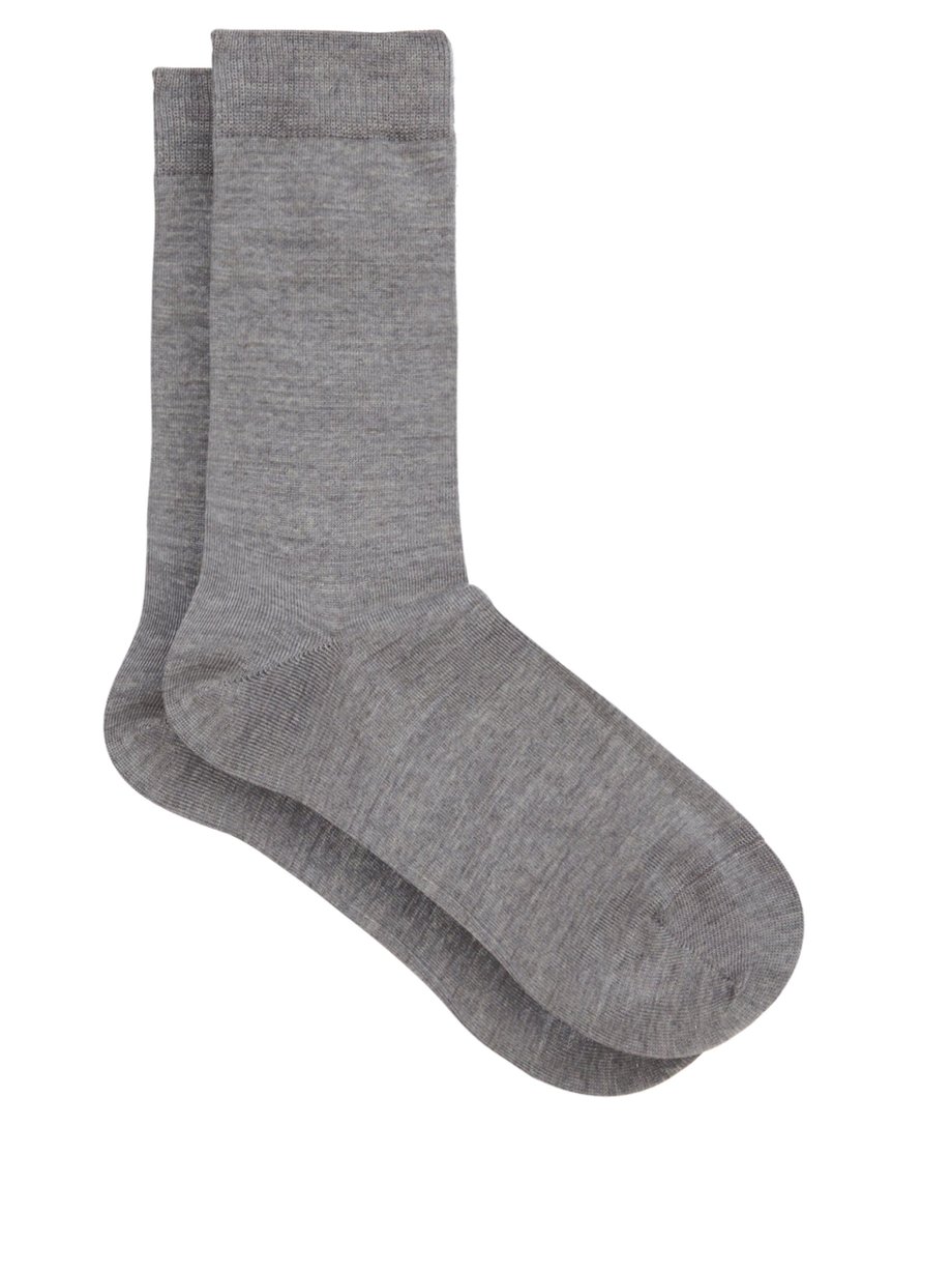 Grey Soft wool and cotton-blend socks | Falke | MATCHESFASHION US