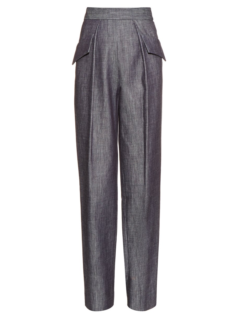 Blue Straight-leg cotton-twill trousers | Adam Lippes | MATCHESFASHION UK