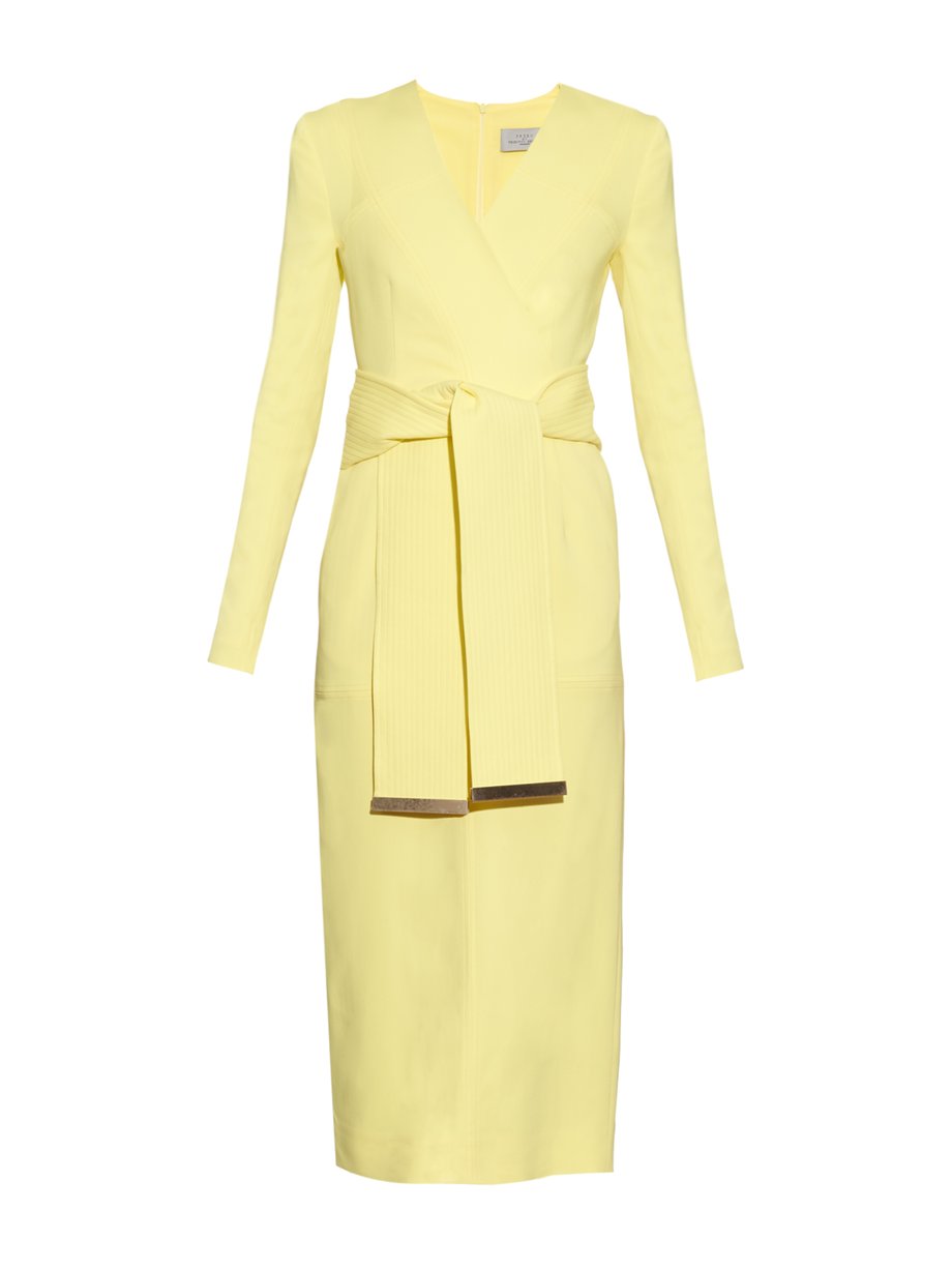Yellow Ornelia belted crepe dress | Preen By Thornton Bregazzi ...