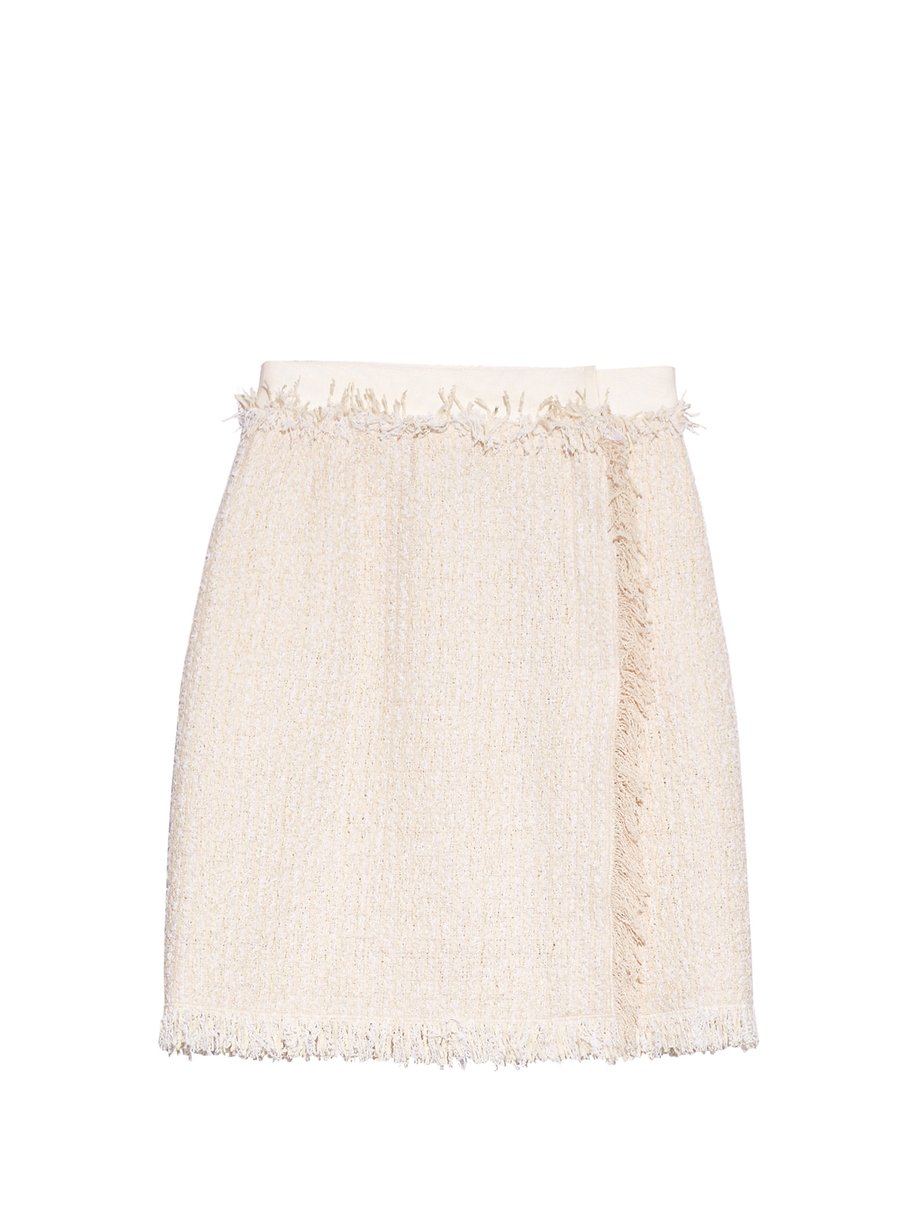 Neutral Frayed cotton-blend tweed skirt | Lanvin | MATCHESFASHION US