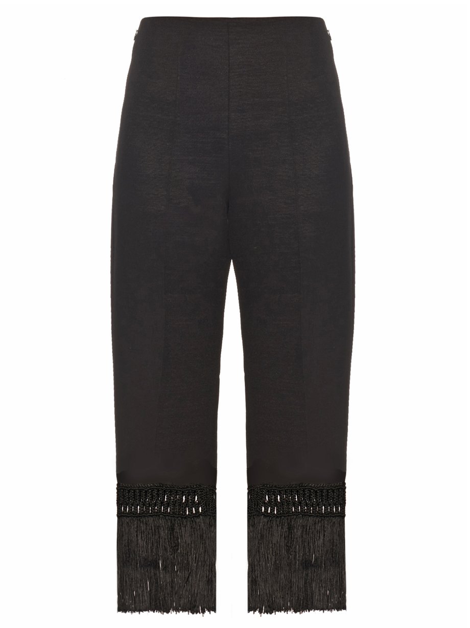 Black Fringed wool-twill trousers | Edun | MATCHESFASHION US