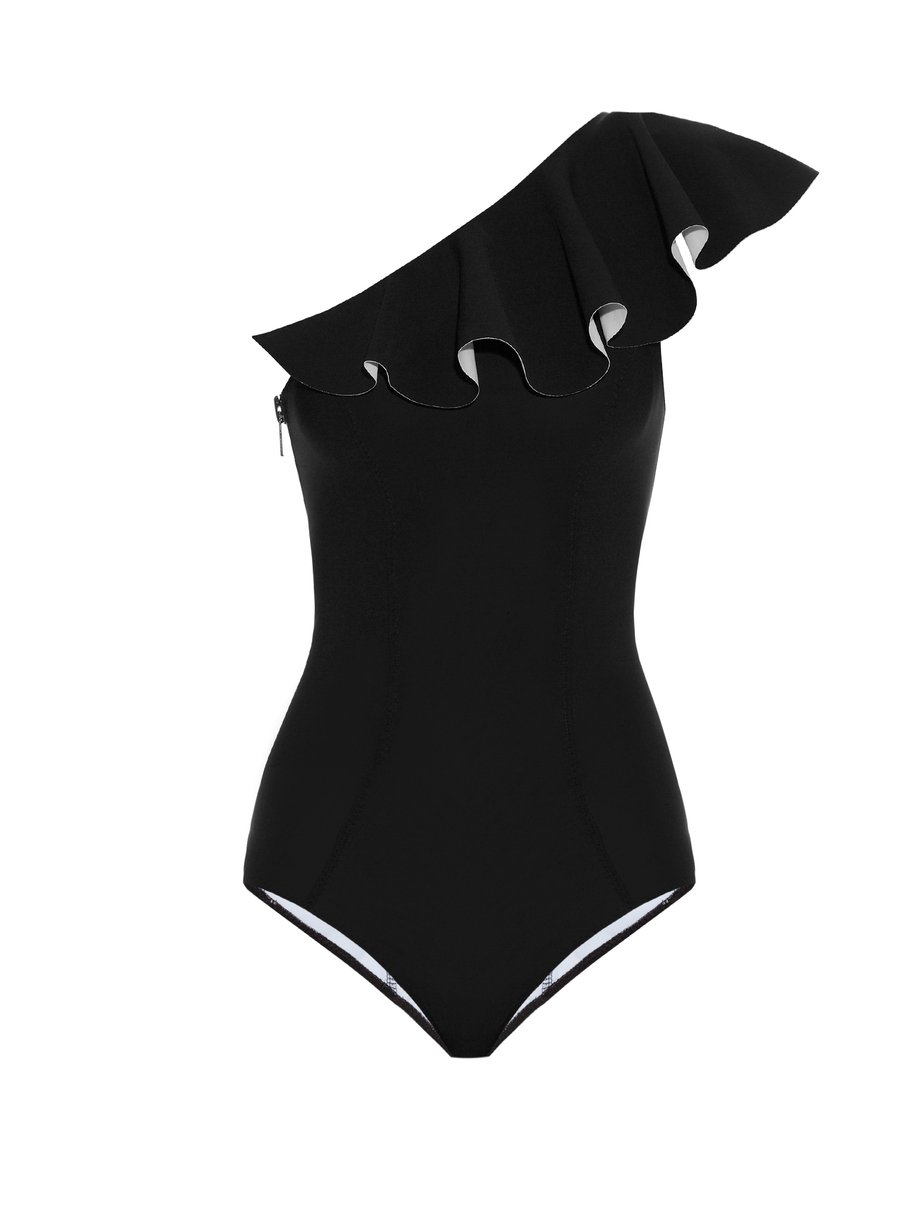 Lisa Marie Fernandez Lisa Marie Fernandez Arden Flounce Bonded Swimsuit Black Matchesfashion マッチズファッション
