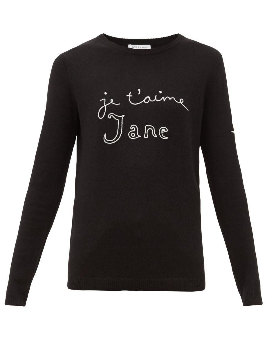 Black Je t'aime Jane merino-wool sweater | Bella Freud | MATCHESFASHION US