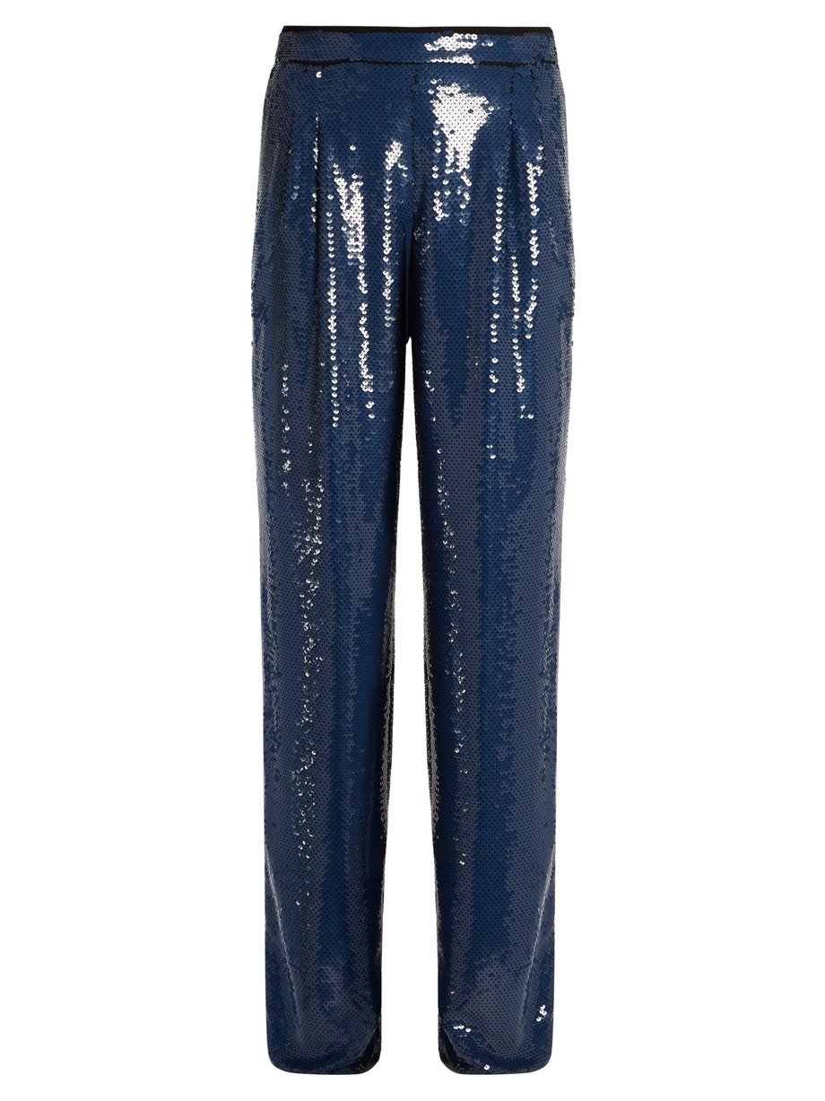 Blue Sequin-embellished wide-leg trousers | Sonia Rykiel ...
