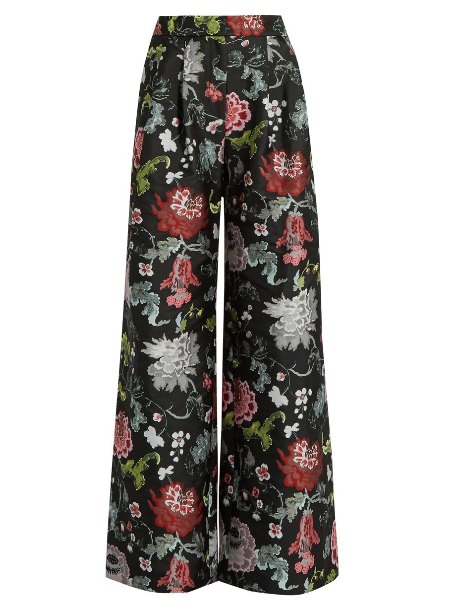 Black Floral-jacquard wide-leg trousers | Adam Lippes | MATCHESFASHION US