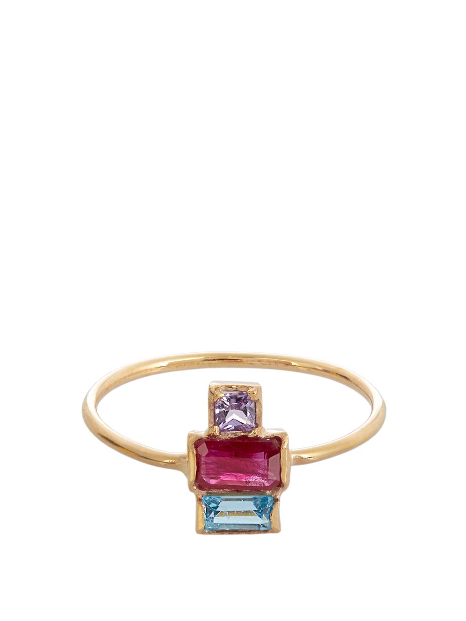 Red Ruby, sapphire, topaz & yellow-gold ring | Loren Stewart ...