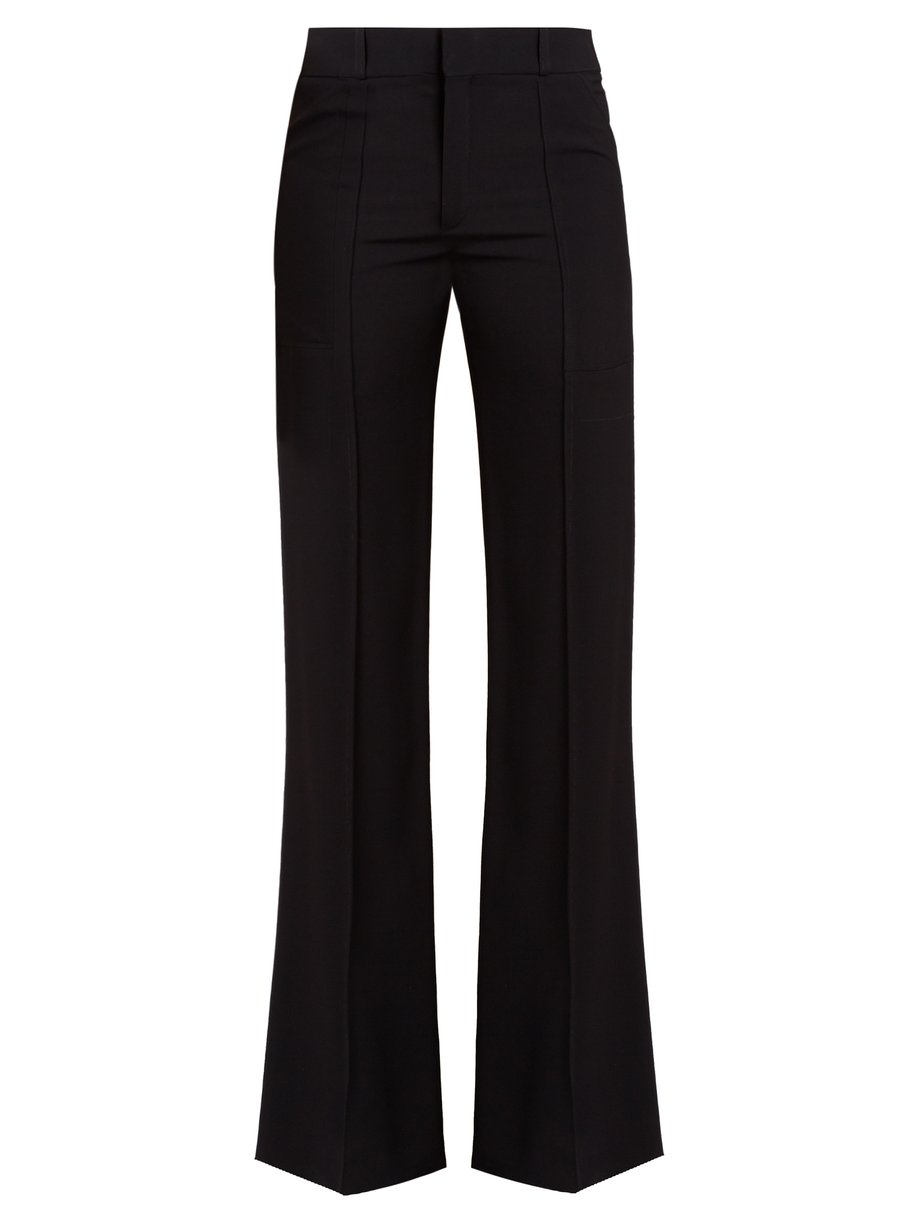 Black Flared-leg wool-crepe trousers | Chloé | MATCHESFASHION UK